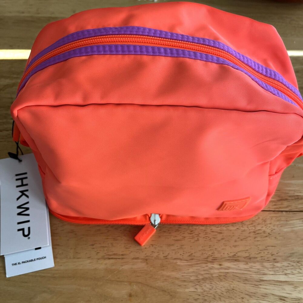 Foldable Toiletry Bag Bright Orange Travel Cosmetic Bag New -NWT